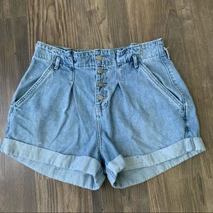 Hollister High Waist Paper-bag Waist Jean Shorts
